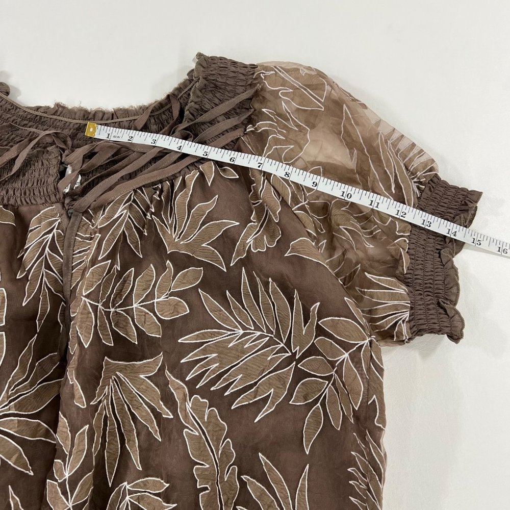 JA JA & CO Women's Juniors Blouse 3X Sheer Floral Pullover Blouse Taupe 3X - Picture 5 of 8